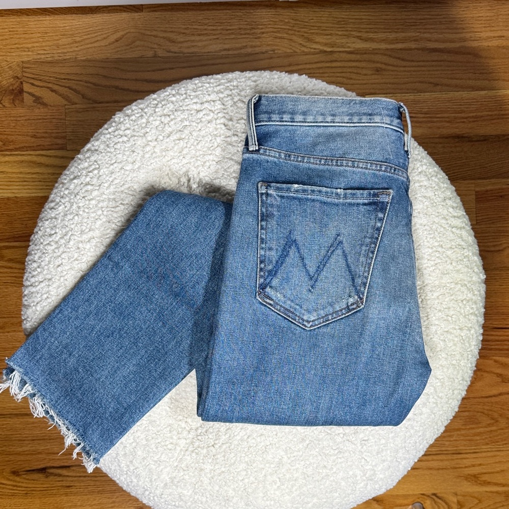 MOTHER Straight Leg Jeans in Light Blue Denim